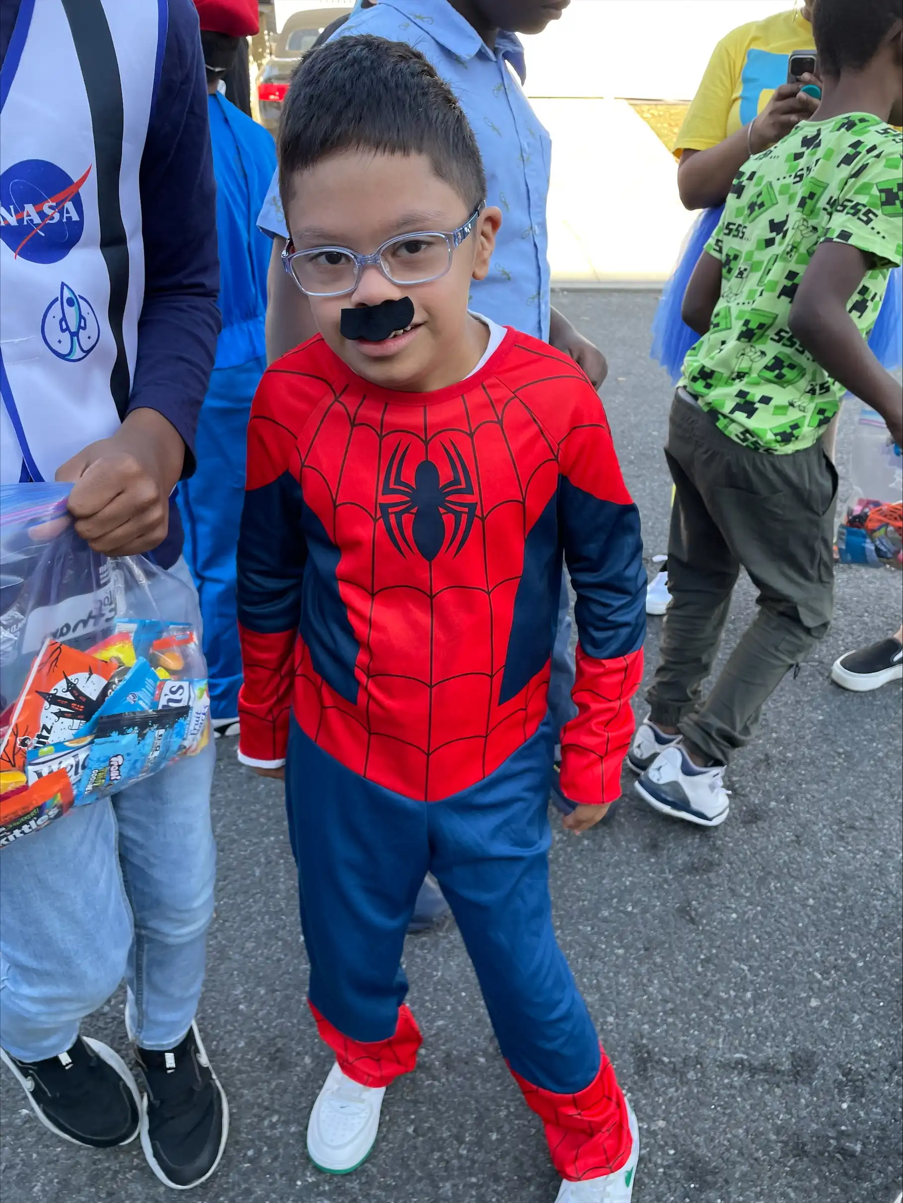 Student dressed as spiderman