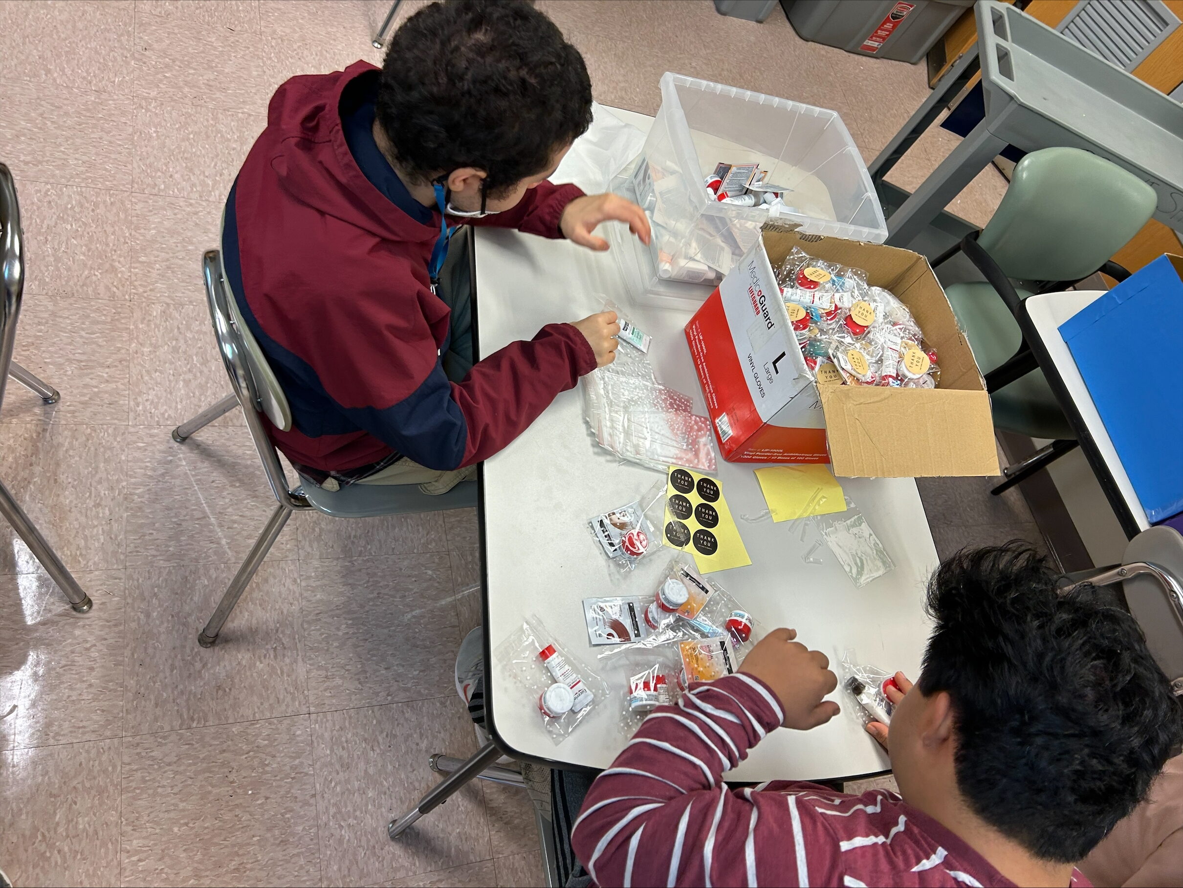 students making fall decorations